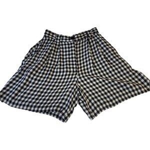 Vintage Lajate Size 7 Black White Plaid Shorts Pockets 90's Y2K Boho Pleated